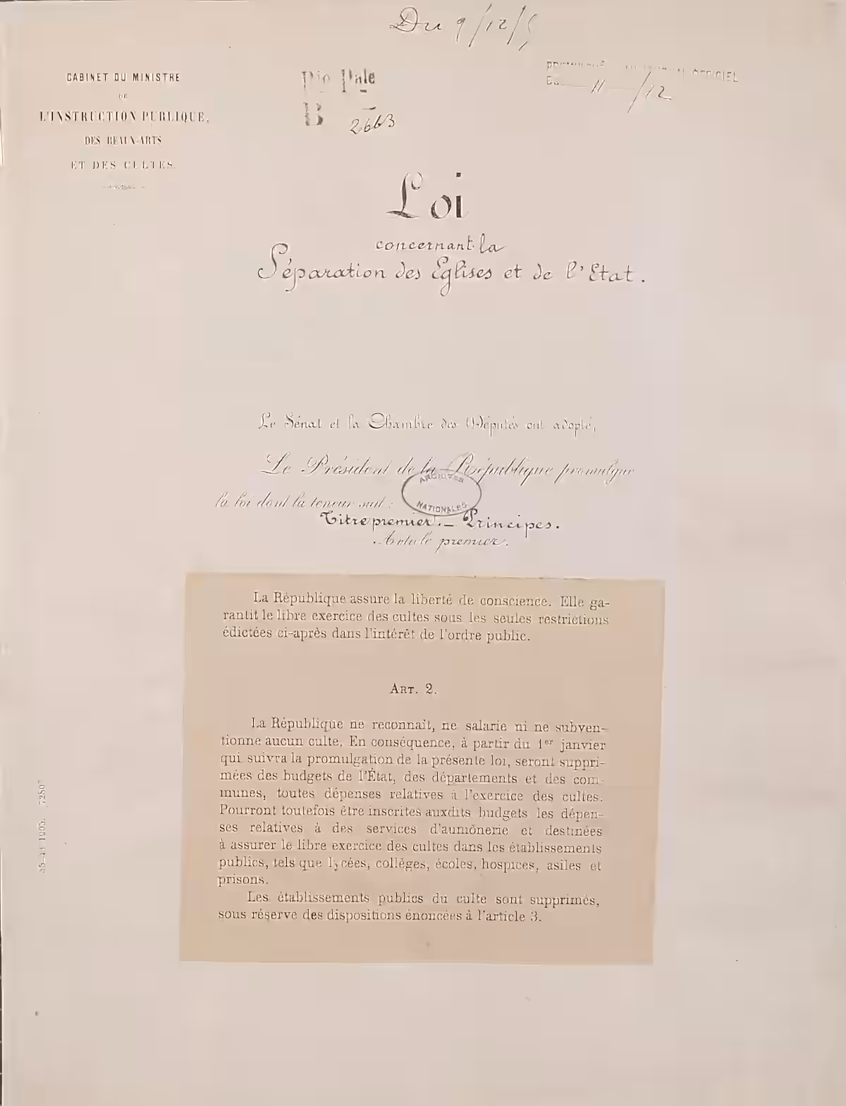 Ley francesa de separación Iglesia Estado de 1905